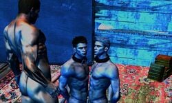 3d bondage capcom chris_redfield collar crossover dante dante_(dmc:_devil_may_cry) devil_may_cry_(series) dmc:_devil_may_cry gay human male male_nipples male_only multiple_males nude penis resident_evil resident_evil_6 vergil yaoi