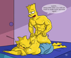 abs aged_up alternate_breast_size artist_signature ass bart_simpson biceps bodybuilder breasts brother_and_sister brother_penetrating_sister dat_ass doggy_style female human incest kogeikun large_breasts lisa_simpson male muscles pecs rape sex sleeping straight the_simpsons