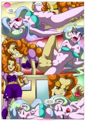 2girls 4_panel_comic adagio_dazzle areola areolae breasts cleavage comic cunnilingus equestria_girls equestria_untamed female_only friendship_is_magic hasbro my_little_pony nipples page_5 princess_celestia_(mlp) principal_celestia questionable_consent rainbow_rocks rape smooth_skin spiked_belt spiked_hairband spikes teacher_and_student the_dazzlings_revenge tribadism yuri