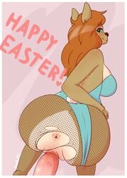 1boy 1girls anthro anus ass backpussy big_breasts blush breasts bunny_costume cervine clothed clothing costume deer digital_media_(artwork) doodle_dip easter female fishnet fur hair holidays long_hair male mammal penetration penis pussy sex simple_background smile sophia straight straight_sex thick_thighs torn_clothes vaginal_sex