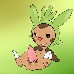 1boy balls chespin male male_only nintendo penis pokemon solo video_games yumei