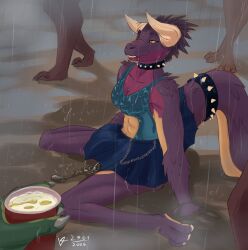 2026 abs anthro anthro_peeing athletic athletic_anthro athletic_female biped blue_bottomwear blue_clothing blue_skirt blush bodily_fluids bottomwear capcom claws clothing collar container cup digital_media_(artwork) disposable_cup dragon elder_dragon female female_anthro female_peeing finger_claws genital_fluids group hi_res horn kneeling monster_hunter mud mythological_creature mythological_scalie mythology nergigante peeing scalie skirt solo_focus spiked_collar spiked_tailband spikes toe_claws urine urine_pool valrionwrites watersports wet wet_clothing wetting yellow_eyes