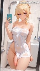1futa 2026 ai_assisted ai_generated anime artist_name bangs bath bathing bathroom bathtub blonde_hair blue_eyes breasts brick_floor brick_wall bust cock collarbone dick erection explicit futa_only futanari genshin_impact hi_res high_quality high_resolution highres honeycomb_background jean_(genshin_impact) jean_gunnhildr light-skinned_futa mirror nude_cover patreon patreon_username penis restroom shower_(place) shower_head showering smile soap soap_bottle solo stable_diffusion stone_floor testicles tile_floor tile_wall tiles toilet towel tsukoneko watermark wet