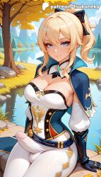 1futa 2026 ai_assisted ai_generated anime artist_name blonde_hair blue_eyes blue_sky breasts bulge bust capelet cock cross_earrings dick earrings erection explicit futa_only futanari genshin_impact hi_res high_quality high_resolution highres jean_(genshin_impact) jean_gunnhildr light-skinned_futa looking_at_viewer pants patreon patreon_username penis sky smile solo stable_diffusion testicles tight tight_pants tsukoneko watermark