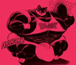 2026 anthro atlus big_bulge big_muscles big_pecs bottomwear bulge clothing cute_fangs domestic_cat english_text fangs felid feline felis flexing flexing_bicep fur genitals half-closed_eyes hi_res huge_bulge huge_muscles huge_pecs hyper hyper_bulge hyper_muscles hyper_pecs ineffective_clothing looking_at_viewer male male_only mammal megami_tensei meowmymyamo morgana_(persona) motion_lines multicolored_body multicolored_fur muscular name_drop narrowed_eyes onomatopoeia open_mouth open_smile pecs penis penis_poking_out persona_(series) persona_5 sega shaded shadow shirt shorts simple_background smile solo sound_effects tank_top teeth text topwear towel towel_on_shoulder two_tone_body two_tone_fur