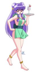 1girls 2025 anklet anklets apron apron_only asian asian_female barefoot blue_hair female female_focus female_only hair_buns light-skinned_female light_skin long_hair looking_at_viewer megaphilx nude nude_apron nude_underneath purple_hair ranma_1/2 red_eyes shampoo_(ranma_1/2) solo solo_female solo_focus twin_buns waitress waitress_uniform white_background wine_glass
