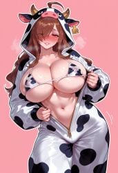 1girls ahoge ai_generated animal_costume animal_ears animal_print areola_slip balecxi bikini bikini_under_clothes blush breasts breath brown_eyes brown_hair cleavage clothing collarbone covered_nipples cow_costume cow_ears cow_girl cow_horns cow_onesie cow_print cow_print_bikini cowboy_shot curvaceous curvaceous_female curvaceous_figure curvy curvy_figure ear_tag eyes_visible_through_hair fake_animal_ears fake_horns female female_focus hair_over_one_eye hood hood_up hoodie horns huge_breasts inviting inviting_to_sex kono_subarashii_sekai_ni_shukufuku_wo! large_breasts long_hair long_sleeves looking_at_viewer micro_bikini navel open_clothes parted_lips partially_unzipped pink_background presenting presenting_ass presenting_breasts presenting_hindquarters presenting_self print_bikini seductive seductive_look seductive_smile see-through simple_background smile solo standing steaming_body stomach sweat swimsuit uncensored underboob undressing unzipped voluptuous voluptuous_female wiz_(konosuba) zipper zipper_pull_tab