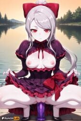 1girls ai_generated black_footwear bow breasts breasts_out clothes_lift colored_skin dildo dildo_in_pussy dildo_insertion dildo_riding dress dress_lift female female_masturbation frilled_dress frills grey_hair hairbow hi_res high_heels lifted_by_self lolita_fashion long_hair long_sleeves looking_at_viewer masturbation medium_breasts nipples no_bra no_panties object_insertion outdoors overlord_(maruyama) pale_skin ponytail puffy_sleeves purple_dress pussy pussy_juice red_bow red_eyes rule34lab sex_toy shalltear_bloodfallen solo spread_legs squatting swept_bangs uncensored vaginal_insertion vaginal_masturbation vaginal_object_insertion vaginal_penetration vampire water white_skin