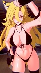 3d alternate_version big_breasts blender collar fangs looking_at_viewer muscular_female necklace seductive_look segsultimate smiling_at_viewer tala_tora_(vtuber) tiger_ears tiger_tail underwear virtual_youtuber