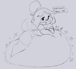 animal_crossing digested digested_prey digestion digestion_noises eerieviolet isabelle_(animal_crossing) lying_on_stomach mass_vore multiple_prey same_size_vore unwilling unwilling_prey unwilling_vore vore