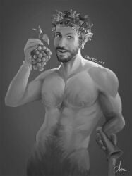 black_and_white dai_moc grapes male male_only satyr