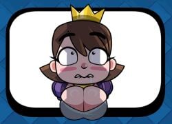 1girls armor armored_female big_breasts blush breasts brown_hair clash_(series) clash_royale crown dipx emote emote_(clash_royale) female huge_breasts log looking_up princess princess_(clash_royale) sexually_suggestive shadow short_hair suprised_look surprised surprised_expression tagme the_log_(clash_royale) twitter_link