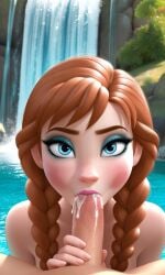 1boy 1boy1girl 1girls ai_assisted ai_generated anna_(frozen) bare_arms bare_shoulders blowjob blue_eyes braid brown_hair cum cum_in_mouth cum_on_penis disney disney_channel disney_princess eyebrows eyelashes eyeliner eyeshadow fellatio female freckles frozen_(film) frozen_2 hair_over_shoulder hi_res large_breasts lips lipstick long_eyelashes long_hair looking_at_viewer makeup mascara medium_breasts nude oral oral_penetration oral_sex outdoors outside penis penis_in_mouth petite petite_body petite_female pink_lips pov pov_crotch realistic rosy_cheeks shiny_skin small_nose solo_focus straight twin_braids waifufamily water waterfall