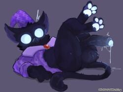 2026 absurd_res animal_genitalia anthro anus ass avian balls bird black_body blue_penis bodily_fluids candle claws clothing crescent_moon cum deadlock empty_eyes genital_fluids genitals gryphon hat headgear headwear hi_res hug hugging_object leaking_cum male moon mythological_avian mythological_creature mythology night nightcap notsafeforwanking owl pajamas pawpads penis rem_(deadlock) sheath solo star valve