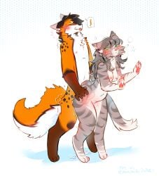 absurd_res amto_(demibido) anal anal_sex anthro bangs blush blush_lines bodily_fluids brown_body brown_fur brown_hair canid canine chest_tuft closed_eyes cum cum_in_ass cum_inside demibido domestic_cat dripping duo ejaculation felid feline felis female fox freckled_face freckles fur genital_fluids green_eyes hair hi_res hypnosis interior_view male male/female mammal markings mind_control motion_lines nipples penetration pink_nipples sex spots spotted_body spotted_fur spotted_hips spotted_markings spotted_shoulders standing standing_sex stripes tuft whiskers
