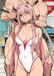 ai_generated asphyxiation bdsm_collar bodily_fluids bodysuit bondage choking convulsions death deserved garrote necktie necrophilia peeing pink_hair pink_nipples raped_female saliva sexy sexy_body spasms strangling trembling