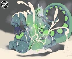 2_penises anthro balls bodily_fluids bone cum cum_on_body cum_on_chest cum_on_ground cum_on_penis ejaculation excessive_cum excessive_genital_fluids genital_fluids genitals hi_res humanoid_genitalia humanoid_penis male male/male multi_genitalia multi_penis musk musk_cloud musky_penis nipple_piercing nipples penis piercing reptile saliva scalie simple_background skull skullsnake_(species) snake solo sorak sorakskullsnake sweat sweaty_balls sweaty_genitalia