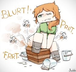 1girls alex_(minecraft) anus ass breasts female jubb minecraft orange_hair pussy scat shitting