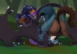anal anal_sex animal_genitalia animal_penis anus ass avian balls beak big_balls big_butt big_penis bird claws dock_(anatomy) dragon equine_genitalia equine_penis european_mythology eyebrows feathered_wings feathers fellatio feral feral_on_feral feral_penetrated feral_penetrating feral_penetrating_feral forest genitals greek_mythology group hi_res hippogriff hippoplu male male/male mcfan melvar membrane_(anatomy) membranous_wings mythological_avian mythological_creature mythological_scalie mythology nature oral penetration penile penile_penetration penis penis_in_ass plant plover pluvian scalie sex shorebird spitroast tail thick_eyebrows tree trio unibrow western_dragon wings wyvern