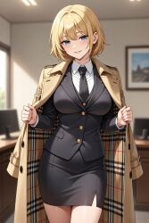 ai_generated blonde_hair dressed female female_only office office_lady short_hair suit