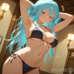 1girls 2026 adjusting_hair aegis_elysium ai-generated ai_art ai_generated arm_up armpit armpits arms_up big_breasts bikini black_bikini blue_hair blushing_at_viewer blushing_female breasts ciel_(tensei_shitara_slime_datta_ken) cleavage female female_focus female_only hair_ornament headpiece hi_res high_quality high_res high_resolution holding_hair huge_breasts indoor indoors lamp large_breasts light long_hair red_eyes room seductive_look seductive_smile smiling smiling_at_viewer solo solo_focus tensei_shitara_slime_datta_ken thick_breasts thick_thighs thighs tiara turquoise_hair very_long_hair wardrobe watermark