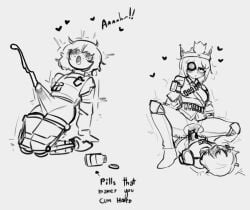 1boy 1girls blush boner clothed clothing cowgirl_position cum cum_in_pussy cum_inside cum_string cumming cumming_through_clothing decaying_winter english_text erection erection_under_clothes exposed_pussy hearts_around_head open_mouth penis pill_bottle probablyavv pussy roblox roblox_game robloxian sex short_hair sledge_queen source_request straight tagme text thighs vaginal_penetration