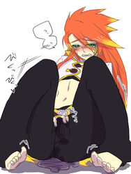 blush clenched_teeth cum cum_in_clothes cum_on_self cum_through_clothes erection erection_under_clothes green_eyes luke_fon_fabre penis red_hair solo tagme tales_of_(series) tales_of_the_abyss trap