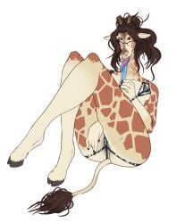 anthro areola bent_legs bikini bikini_bottom bikini_top breasts clothed clothing digital_media_(artwork) eyewear eyewear_only female fingers food fur genitals giraffe giraffid glasses glasses_only hair holding_food holding_object holding_popsicle hooves horn lavasi licking_popsicle mammal nude popsicle popsicle_in_mouth popsicle_melting raised_hips simple_background skimpy skimpy_bikini solo swimwear tail two-piece_swimsuit wearing_glasses