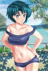 1girls ami_mizuno bishoujo_senshi_sailor_moon blue_hair breasts female fuzzlogik light-skinned_female light_skin solo toei_animation