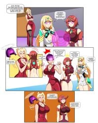 big_breasts blonde_hair cleavage crossover dlobo777 dress female_only femsub final_fantasy final_fantasy_vii gloves hypnosis large_breasts mythra mythra_(xenoblade) nintendo pyra pyra_(xenoblade) red_hair scarlet_(ffvii) spiral_eyes symbol_in_eyes tech_control thick_thighs wide_hips xenoblade_(series) xenoblade_chronicles_2