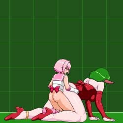 1boy1girl 78_(tky8) animated bishoujo_senshi_sailor_moon doggy_style female_monster_vs_cross-dressing_warrior green_hair pink_hair pixel_animation pixel_art sailor_sirius scar_(sailor_moon) vaginal_penetration