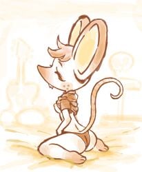 animal_crossing anthro anthro_female anthro_only ass back back_view backboob bella_(animal_crossing) boobs_out breasts breasts_out feet female female_anthro female_focus female_only furry furry_female furry_only kneeling legs looking_at_viewer looking_back mouse mouse_ears mouse_girl mouse_humanoid mouse_tail nintendo nipples panties pleasurecheri revealing_breasts shirt_up side_boob side_view sideboob soft soft_shading thighs tits_out toes underwear undressing yellow_background