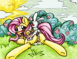 angel_bunny fluttershy_(mlp) friendship_is_magic iroxy my_little_pony straight_hair