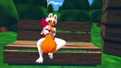 3d big_balls big_penis breasts five_nights_at_freddy's fnaf_world futanari huge_balls hugging_penis knot lolbit lolbit_(fnaf) long_penis sitting solo vrchat