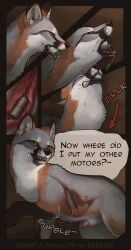 animal_genitalia animal_penis bodily_fluids canid canine canine_genitalia canine_penis claws colored comic cutaway dialogue digital_drawing_(artwork) digital_media_(artwork) digital_painting_(artwork) eeeevio electronics english_text feral feral_pred fox fur genital_fluids genitals grey_body grey_fox grey_fur hi_res in_mouth inside_stomach internal knot knotted_penis male male_pred mammal mjok narration neck_bulge object_vore on_tongue onomatopoeia open_mouth oral_vore organs painting_(artwork) paws penile penis precum quadruped rodent sciurid shaded sheath size_difference sound_effects speech_bubble squirrel stomach stomach_bulge story talking_feral text throat tongue tree_squirrel urocyon vore whisker_spots whiskers willing_prey wire x-ray_view