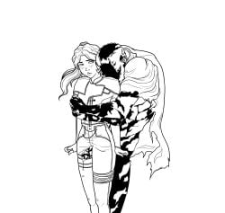 1boy 1girls black_and_white blush clair_obscur:_expedition_33 erection father_and_daughter female fully_clothed incest intercrural intercrural_sex large_penis looking_back maelle_(clair_obscur:_expedition_33) male monochrome monster_on_female monsterfucking penis renoir_(clair_obscur:_expedition_33) saccharinecoffee the_curator_(clair_obscur:_expedition_33) uncensored younger_female