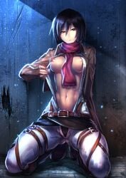 1girls attack_on_titan black_hair breasts female female_only mikasa_ackerman navel nipples shingeki_no_kyojin short_hair solo tagme tani_(aki2672)