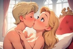 1boy 1boy1girl about_to_get_fucked about_to_have_sex about_to_pound_the_fuck_outta_em ai_generated alice_(disney) alice_in_wonderland alice_in_wonderland_(1951_film) alice_liddell aroused arthur_(sword_in_the_stone) arthur_pendragon bare_shoulders bedchamber bedframe blond_male blonde-haired_female blonde-haired_male blonde_female blonde_hair blue_eyes blue_eyes_female censored_nipples closed_eyes couple_(romantic) covered_breasts covered_nipples crossover curtains digital_art disney edited_ai edited_art female glass_door hand_on_shoulder im_whoop imminent_sex inpainted king_arthur kissing naked naked_female naked_female_with_naked_male naked_male no_visible_genitalia photoshop pillow red_curtains royal_bedroom royalty surprised surprised_expression teenage_couple teenager_on_teenager the_sword_in_the_stone window_daylight