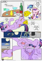 alicorn blush colored comic crotchboobs cutie_mark dialogue english_text equine fearingfun female friendship_is_magic greyscale horn male mammal masturbation monochrome my_little_pony page_3 princess_cadance_(mlp) redoxx shining_armor_(mlp) text twilight_sparkle_(mlp) unicorn wings