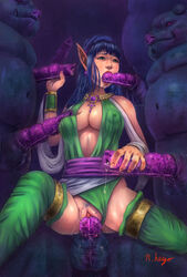 1girls animal_genitalia blue_hair cisty clothed_sex dungeon_magic earrings elf erect_nipples fellatio female forced_oral gangbang green_eyes hair handjob leotard leotard_pull lightbringer male monster necklace oral penis pig pig_man pointy_ears rape sex straight thigh_boots vaginal_penetration