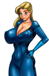 1girls blonde_hair blue_eyes bodysuit cameltoe cleavage fantastic_four female female_only human invisible_woman marvel marvel_comics nipples sketchybehaviour solo sue_storm