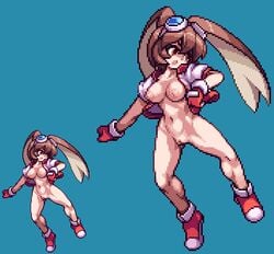 arina_makihara bottomless breasts chabo_(fuketsudan) female nipples no_panties pixel_art tagme waku_waku_7