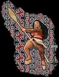 bimbo black_hair brown_skin disney disney_princess exposed_pussy high_heels moana moana_waialiki open_toe_shoes pussy pussy_rub short_skirt srpng tattoo underboob