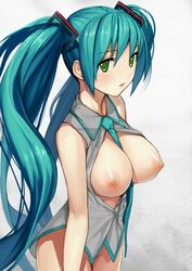 gaou green_hair hatsune_miku long_hair matsui_hiroaki open_clothes open_shirt shirt vocaloid