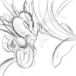 feral fluttershy_(mlp) friendship_is_magic magnificent-arsehole monochrome my_little_pony sketch straight_hair tagme tentacles