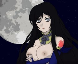 1girls bare_shoulders black_hair breasts castlevania castlevania:_order_of_ecclesia crossed_arms female_only grey_eyes large_breasts nipples shanoa shoulder_tattoo solo solo_female tagme topless very_long_hair