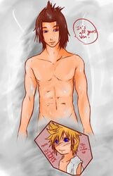 2boys disney human human_only kingdom_hearts male male_focus male_only sauna square_enix steam tagme terra_(kingdom_hearts) towel_on_shoulder ventus