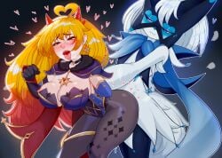 absurd_res ambiguous_penetration anonymous_artist anthro big_breasts blush bodily_fluids breasts clothed clothed_sex clothing cosplay cum demon fan_character female female_penetrated from_behind_position generation_9_pokemon genital_fluids genshin_impact glace_(cris79x) hair hi_res horn human humanoid interspecies legwear looking_pleasured male male/female male_penetrating male_penetrating_female mammal meowscarada mihoyo mona_megistus nintendo nipples open_mouth penetration pokemon pokemon_(species) pokephilia sex simple_background smile stockings tongue