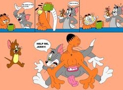 3boys anal anal_penetration anal_sex animated anthro anthro_on_anthro anus balls being_watched coffee comic crossover cum cum_in_ass cum_inside english_text feline furry furry_only garfield_(series) garfield_the_cat jerry_mouse male male_only mouse multiple_males no_humans rape simple_background smile testicles text tom_and_jerry tom_cat yaoi