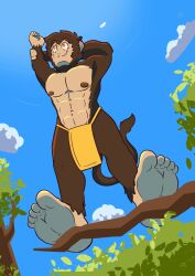 animal_humanoid animated anthro balls blinds blush clothed clothing digital_media_(artwork) feet fur genitals haplorhine humanoid humanoid_feet humanoid_genitalia humanoid_penis looking_at_viewer lucho_lunar male male/male mammal mammal_humanoid monkey monkey_humanoid nipples nude partially_clothed penis plantigrade primate primate_humanoid smile solo solo_focus tail